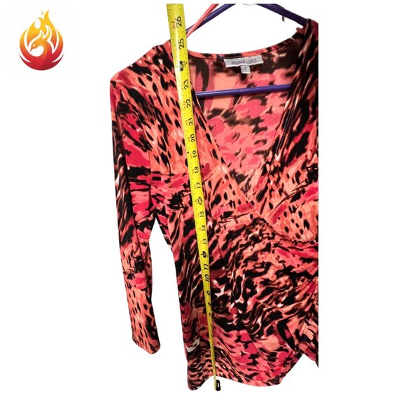 Jennifer Lopez Animal Print Asymmetrical Faux Wrap Blouse - Picture 6 of 8